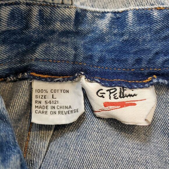 Vtg 80s G Pellini Acid Wash High Rise Pleated Denim Overalls Shortalls Mom Jeans - Picture 12 of 16
